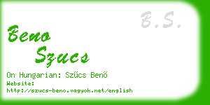 beno szucs business card