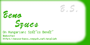 beno szucs business card